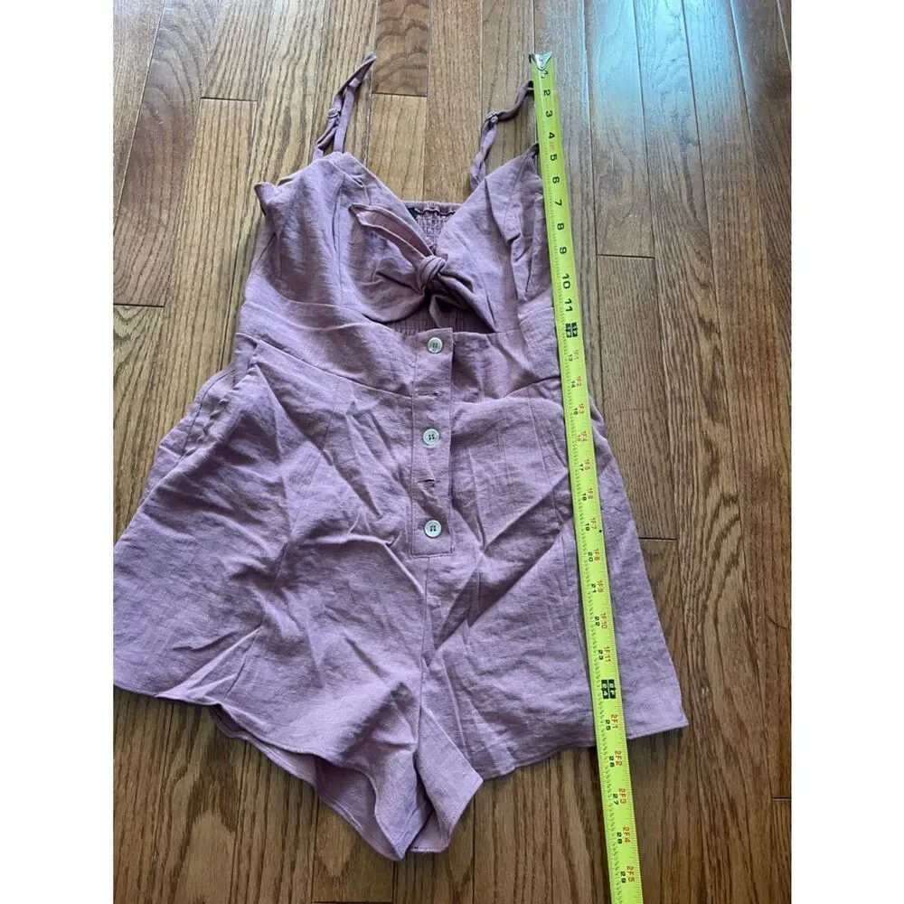 Majorelle Andrea Mauve Linen Tie Front Linen Romper Women’s Sz XS